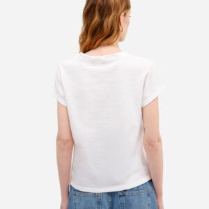 blusa básica feminina de algodão decote v off white